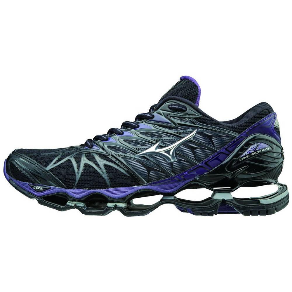 Sapatilhas Running Mizuno Wave Prophecy 7 - Mulher - Pretas/Prateadas - YKOGV4537